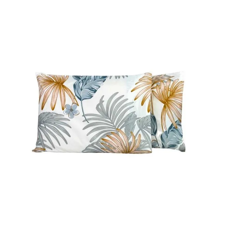 Par de Fronhas Live Estampada 2 Peças Micropercal 300 Fios 50x70cm Cinza Floral