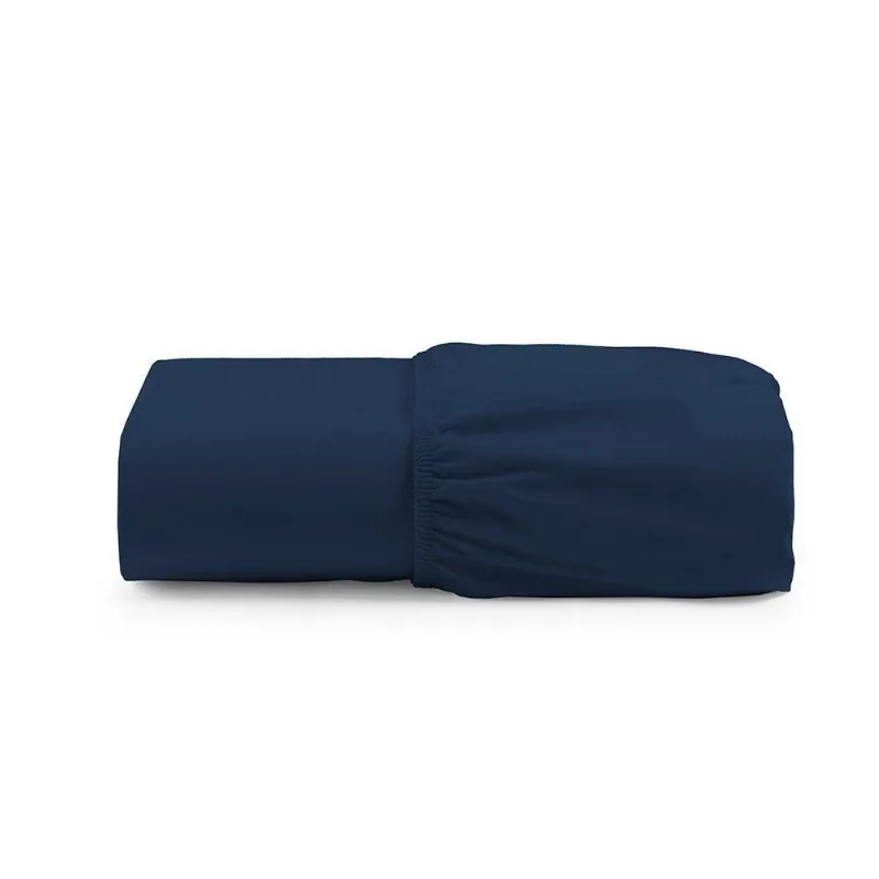 Jogo de Cama Lençol Egipicio King 100% Algodão Micropercal 600 Fios Marinho Casa Show Enxovais 275CM