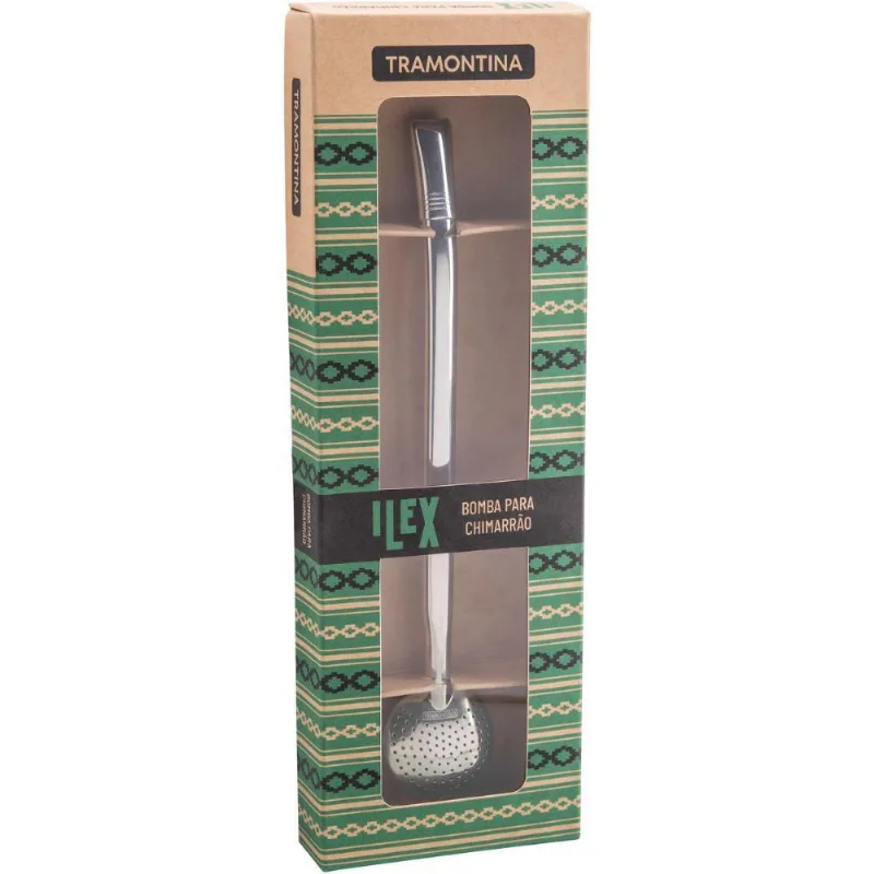 Bomba De Chimarrão Tramontina Aço Inox Ilex Sem Rosca 23cm
