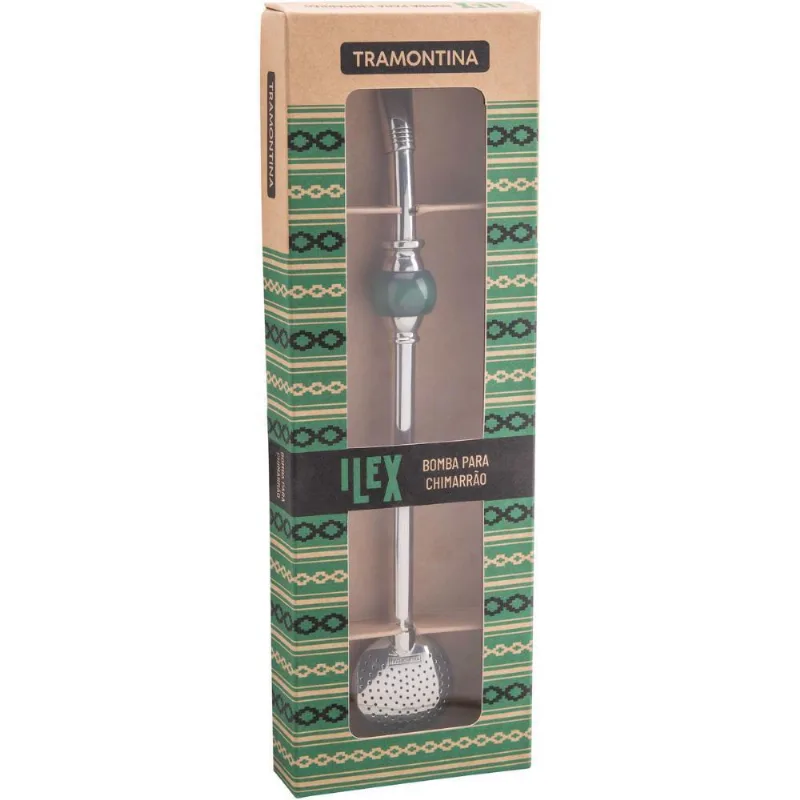 Bomba De Chimarrão Tramontina Aço Inox Ilex 25cm Com Pedra