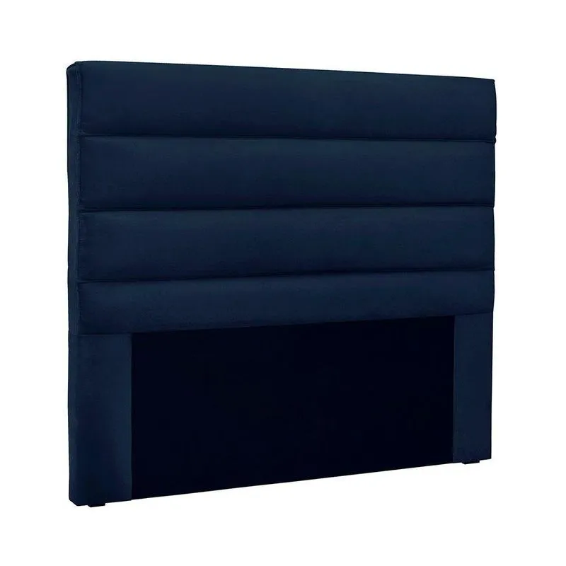 Cabeceira Cama Box Casal King Vera Reta Madeira Suede Azul Loja Sheep