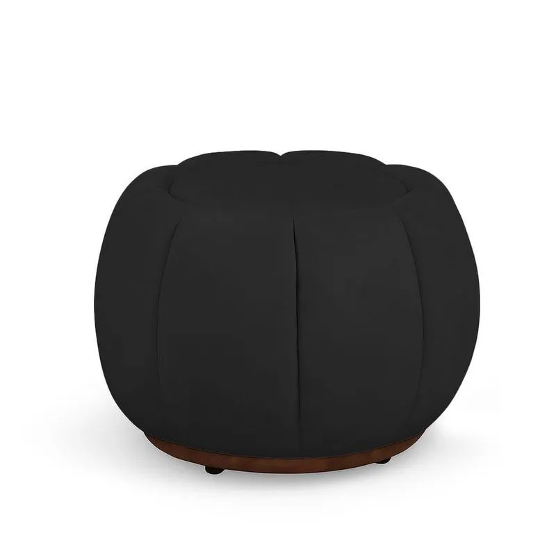 Puff Decorativo Nuvem Orgânico Fixo Espuma Revestimento Veludo Preto Loja Sheep