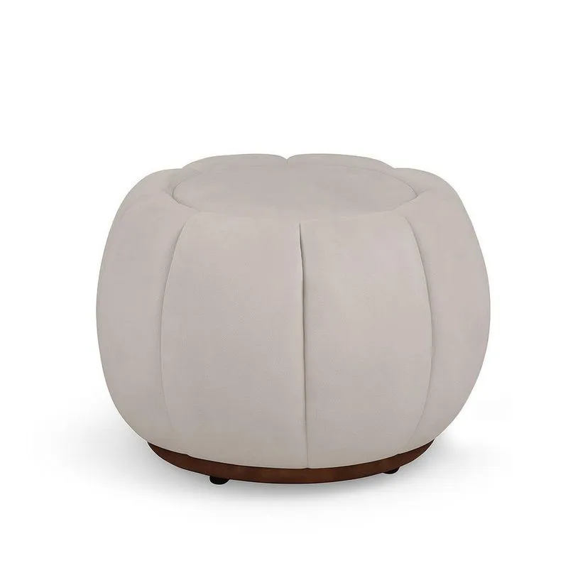 Puff Decorativo Orgânico Fixo Nuvem Assento Espuma Veludo Bege Para Sala Loja Sheep