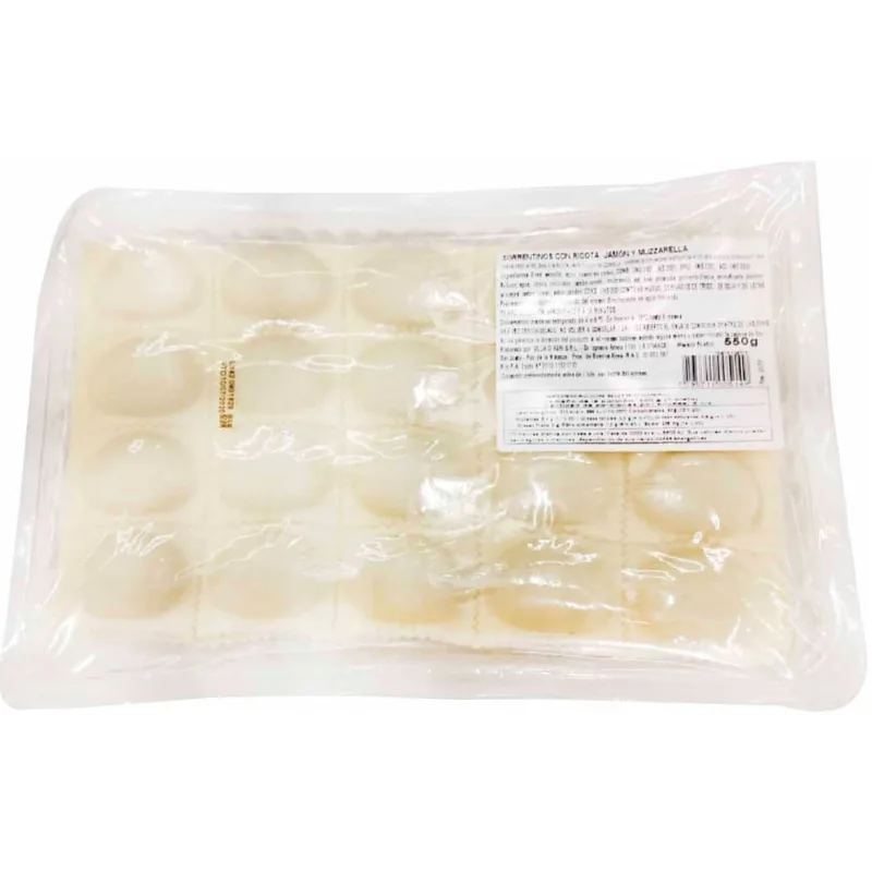 Sorrentinos muzarella, ricotta, jamón x 550 g.