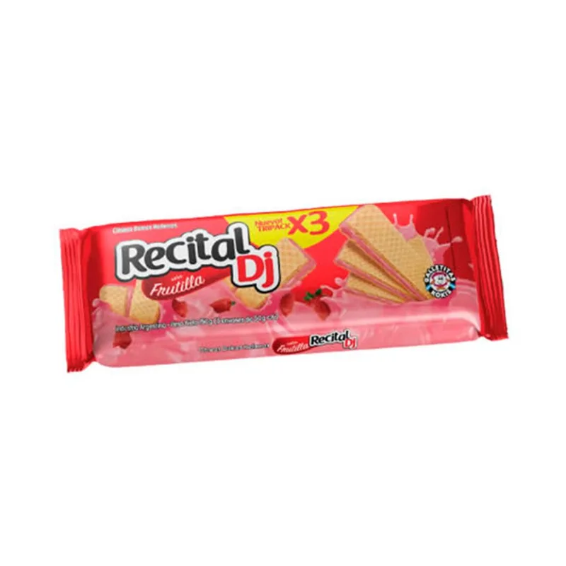 Oblea Recital dj de frutilla tripack 150 g.