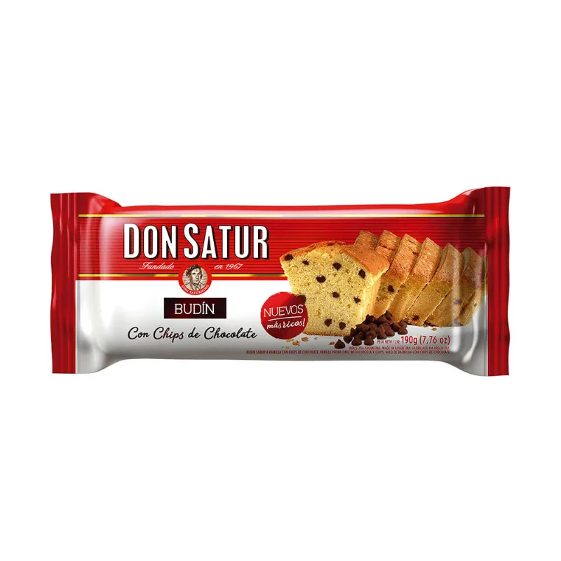 Budín Sabor Vainilla con Chips de Chocolate 190 Grs Don Satur