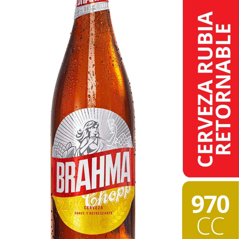 Cerveza Brahma Chopp Rubia 970 Ml Botella Descartable