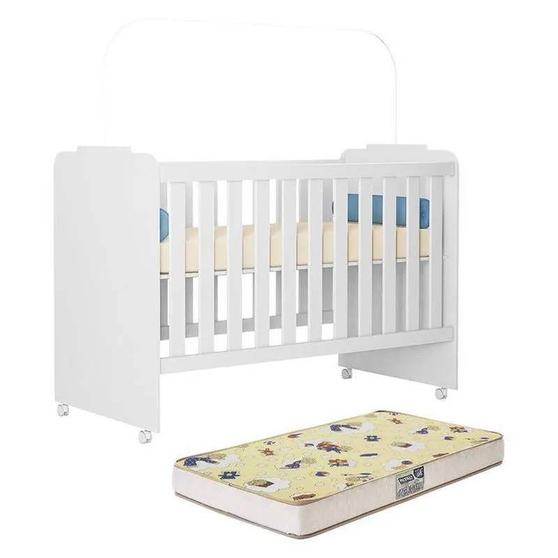 Berço Amore Branco Com Colchão Supreme - Peternella Móveis Branco