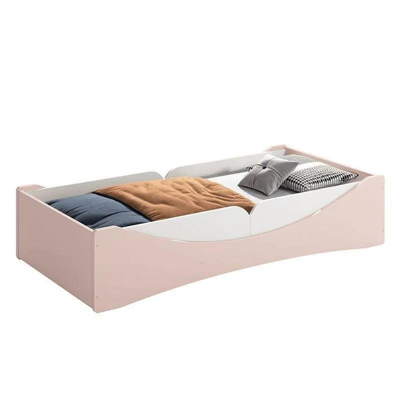 Cama Evolutiva Luna Rosa Fosco Com 2 Kits Proteção Lateral Lisa E Colchão D33 - Reller Móveis Rosa Fosco