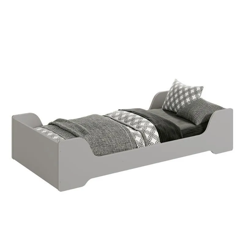 Cama Evolutiva 2 em 1 Zaki com Colchão D33 - Reller Móveis Cinza Fosco