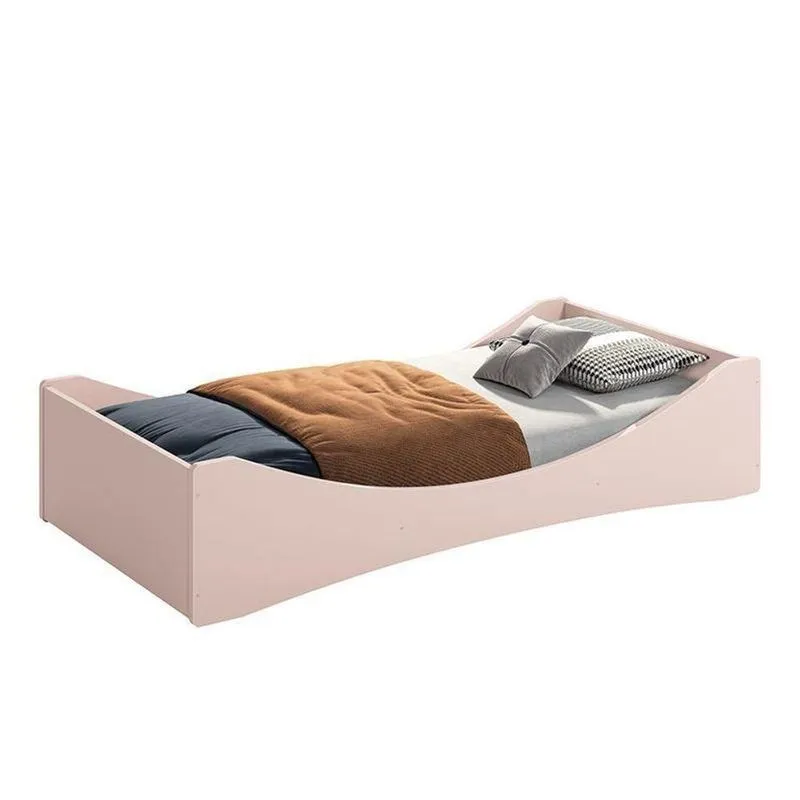 Cama Evolutiva 2 Em 1 Luna Rosa Fosco Com Colchão D33 - Reller Móveis Rosa Fosco