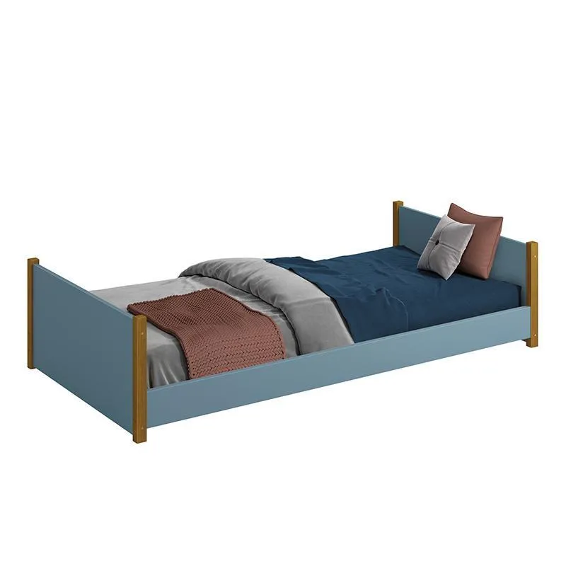 Cama Evolutiva Ravi com Pés Amadeirado e Proteção Lateral Usinada - Reller Móveis Azul Fosco