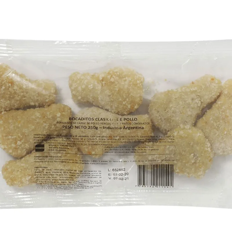 Bocaditos de pollo rebozados crocante 250 g.