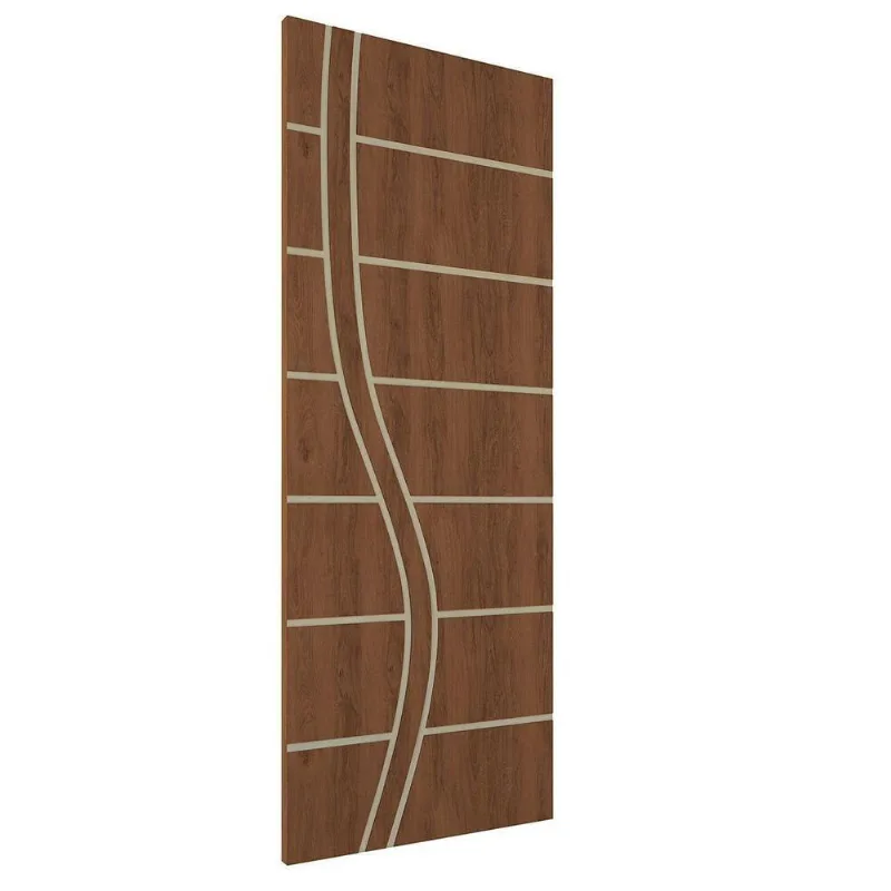 Kit 2 Portas De Madeira Frisada U.v 210cm X 80cm - R70ss Imbuia