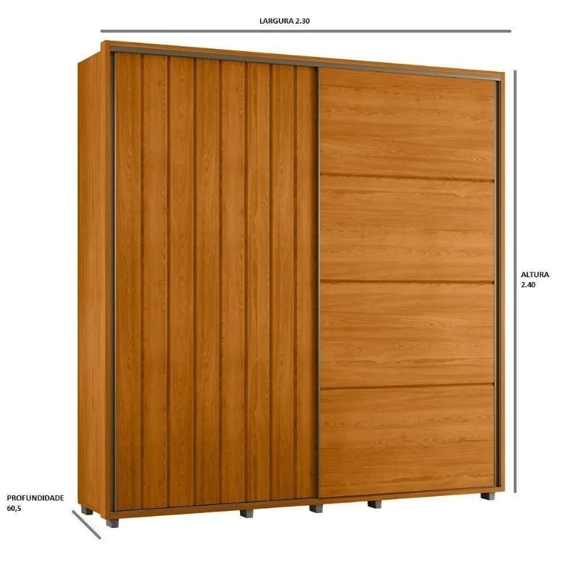 Guarda Roupa Casal Monet 2 Portas de Correr 4 Gavetas 100% MDF Madetec Móveis