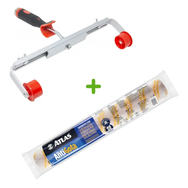 Kit Rolo Anti Gota Big 46cm E Garfo Duplo Profissional Atlas
