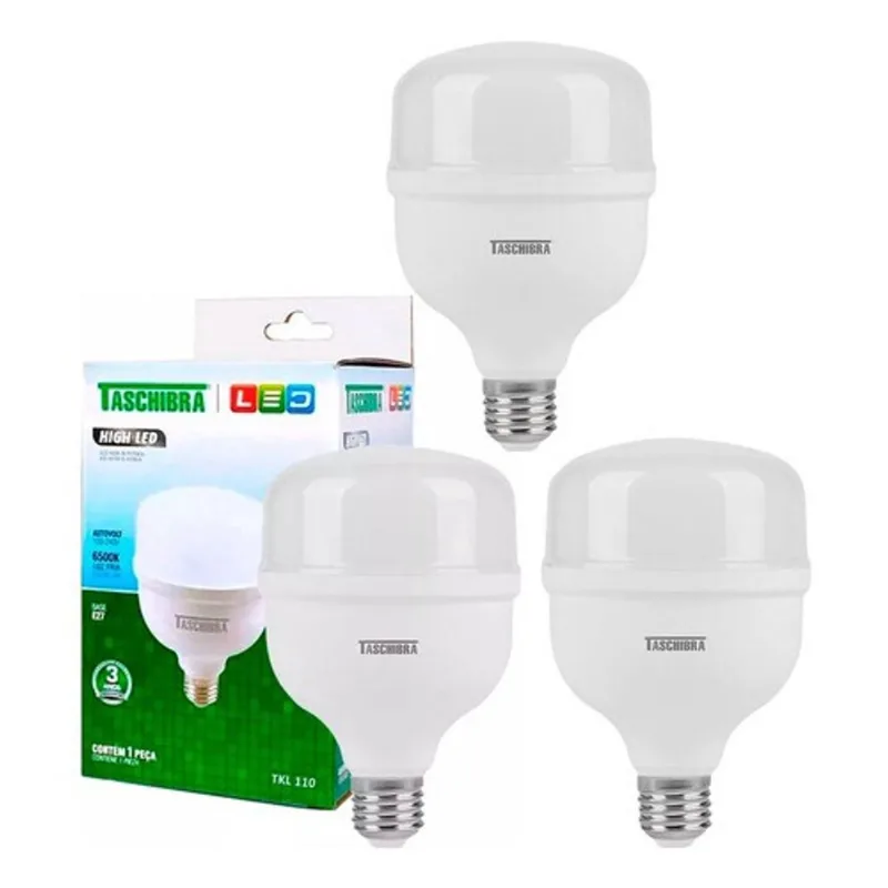 3 Lâmpadas High Led Tkl 225 30w Bivolt E27 6500k Taschibra