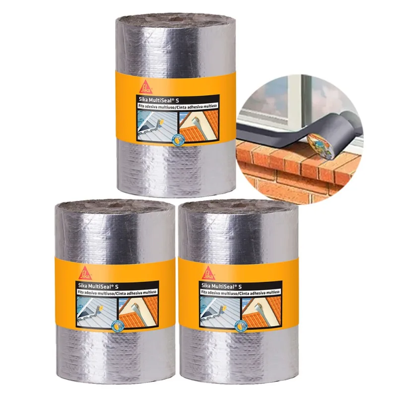 Manta Asfáltica Multiseal Alumínio 20cm X 10m Sika - 3 Rolos