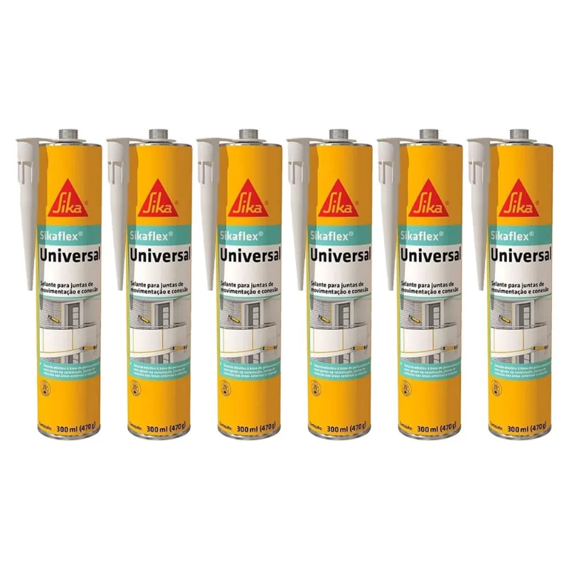 Silicone Sikaflex Universal Cinza 300g Sika Selante 6 Un