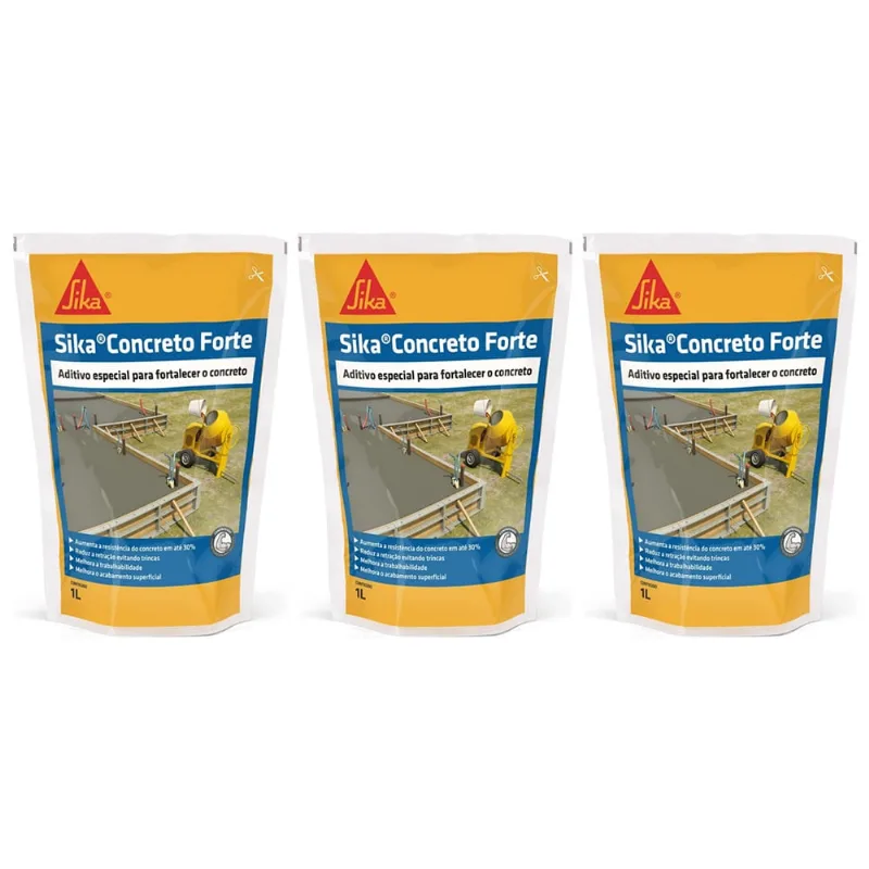 Sika Concreto Forte Saco 1l Maior Resistência Concreto Kit 3