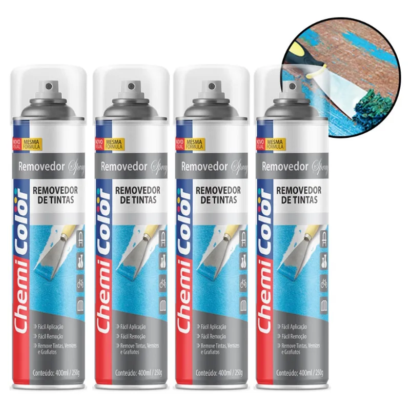Kit 4 Removedor de Tinta Spray Profissional Chemicolor 400ml