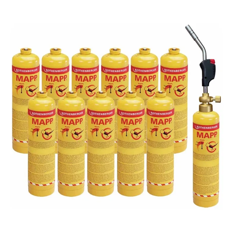 Maçarico Portatil Super Fire Eco + 12 Gás Mapp Rothenberger