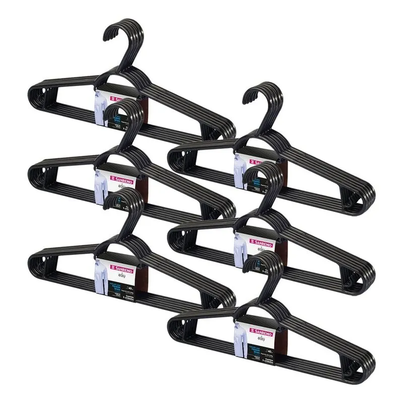 Cabides Sanremo Roupa Organizador Adulto Preto - 30 Unidades