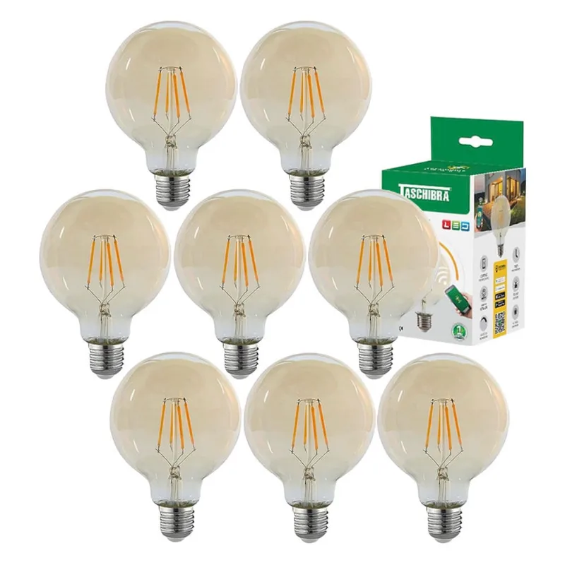 Kit 8 Lâmpada Smart Filamento 7w Retrô Dimerizável 2200K Taschibra