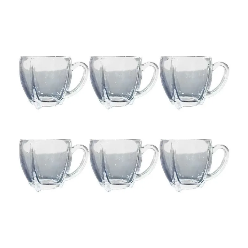 Kit 6 Xícaras De Café Vidro Love Em Casa Tem 195ml
