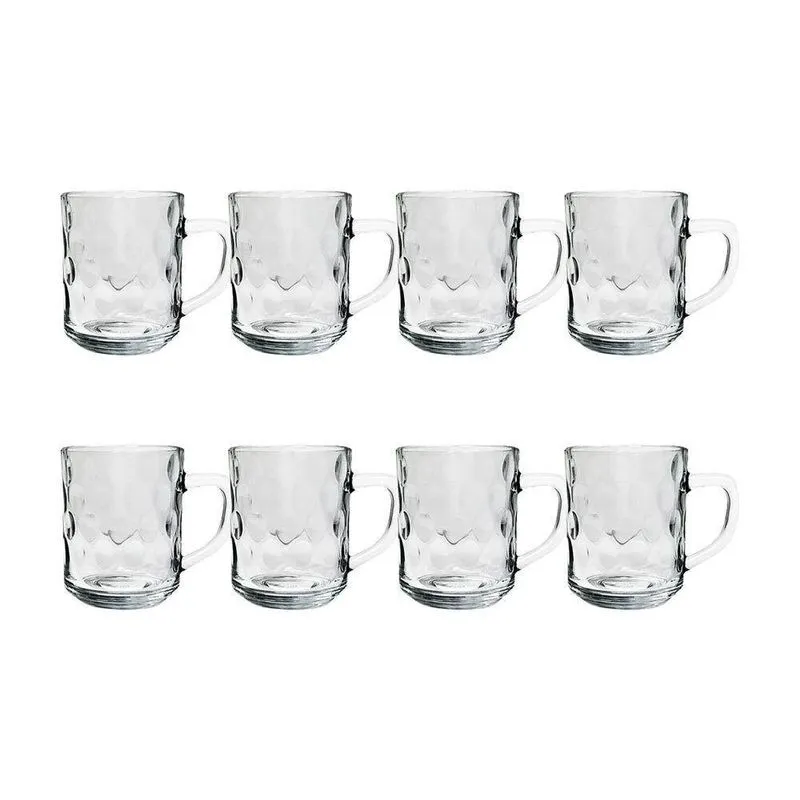 Kit 8 Canecas De Vidro Bubles Relevo Em Casa Tem 245ml