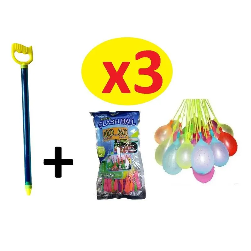 Kit Verão Com 300 Bexigas + 3 Esguichos De Água Brinquedo