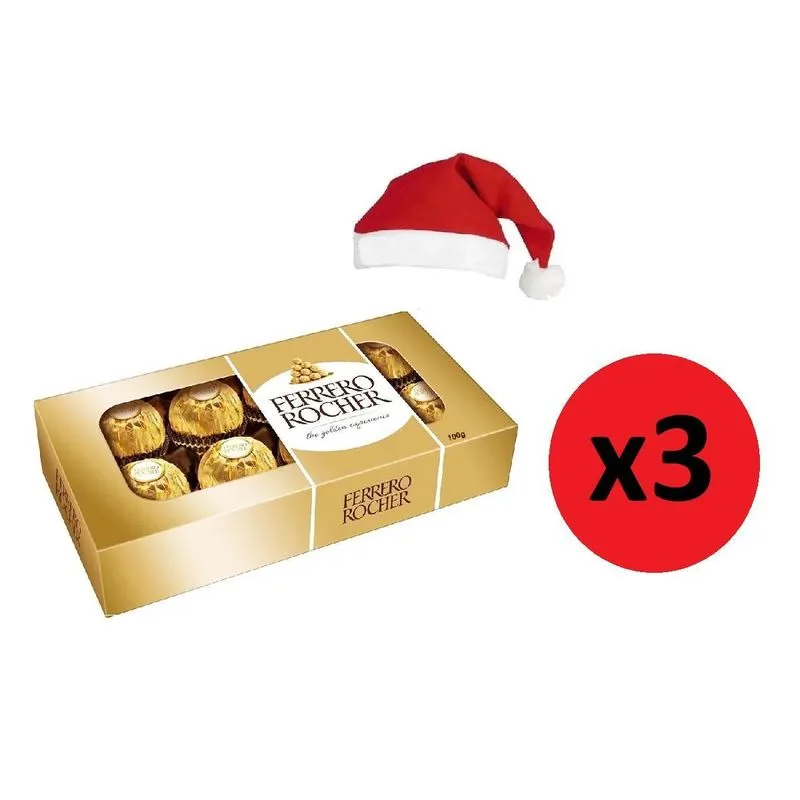 Kit 3 Caixas Com 8 Unidades Bombom Ferrero Rocher Natal