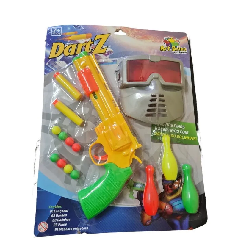 Brinquedo Pistola Arminha c/ Máscara + lança bolas e dardos
