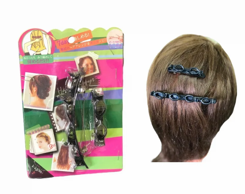 2 Unidades Presilha De Cabelo Bico De Pato Penteado Preto