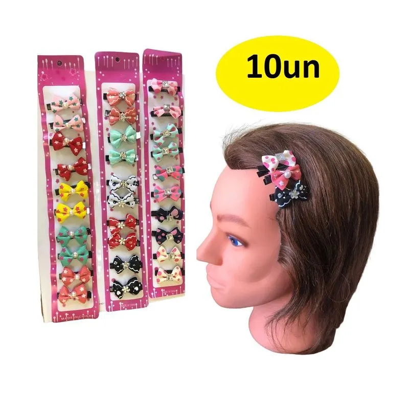 10 Presilhas De Cabelo Tic Tac Laço Sortido Infantil