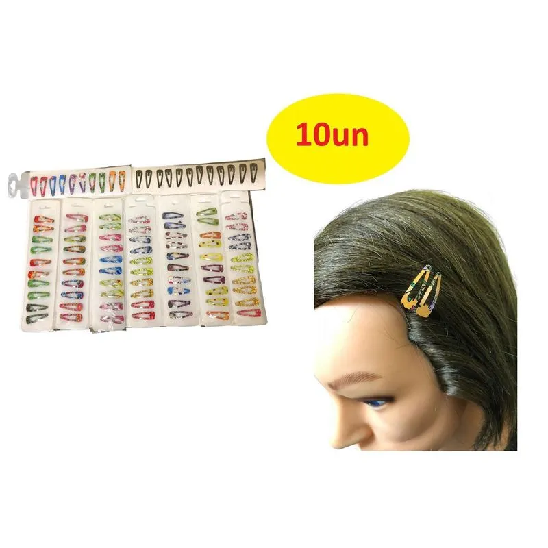 10 Presilhas De Cabelo Tic Tac Pequeno 3cm Sortido Infantil