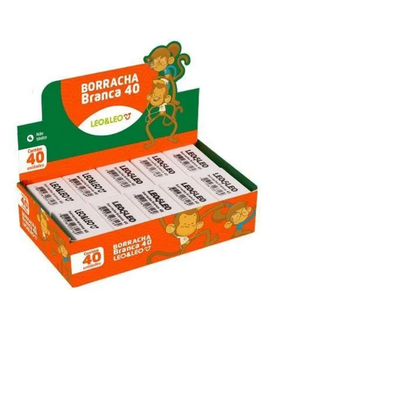 Kit Borracha Branca Escolar Nº40 Caixa C/40 Unidades