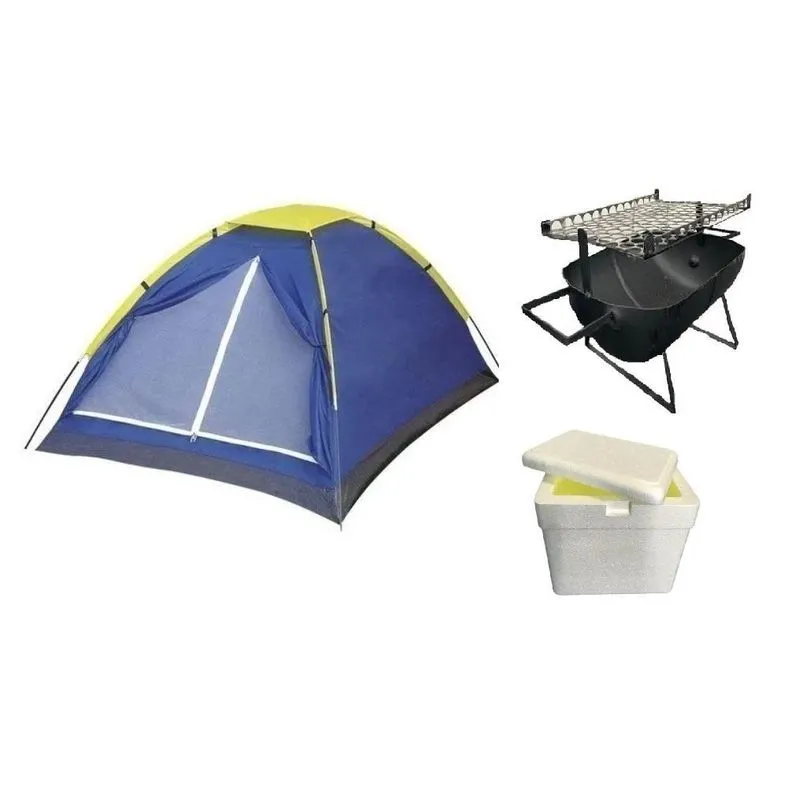 Kit Para Acampar Barraca P/2 + Churrasqueira + Isopor 18l