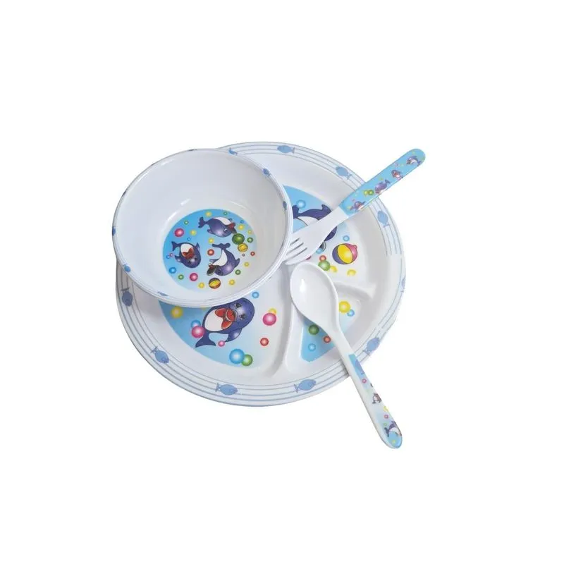 Kit Alimentação Infantil Menino Prato + Talheres + Tigela