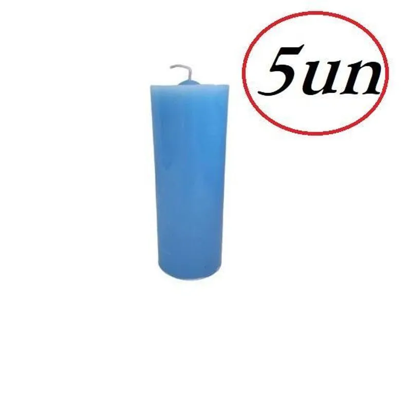 Vela Azul Claro De 3 Dias 125 Gramas Cada- Kit 5 Unidades