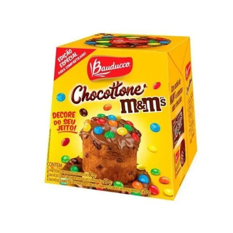 Atacado Mini Panetone Chocottone M&m 80g Bauducco-kit 5un