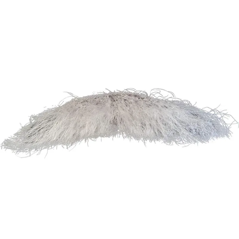 Bigode Falso Postiço Branco Realista Com Laterais + Cola