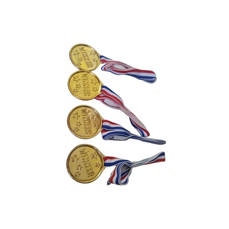 Kit medalha para brincadeira campeão vencedor cor ouro-4un