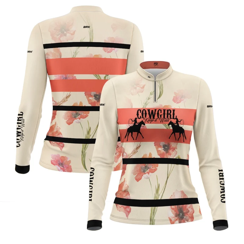 Camisa Agro Feminina Brk Cowgirl Bege com Proteção Solar UV50+ P