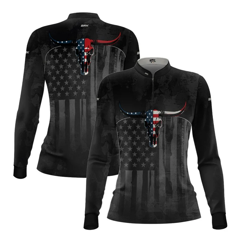 Camisa Agro Feminina Brk Skull Long Horn USA com Proteção UV50+ M