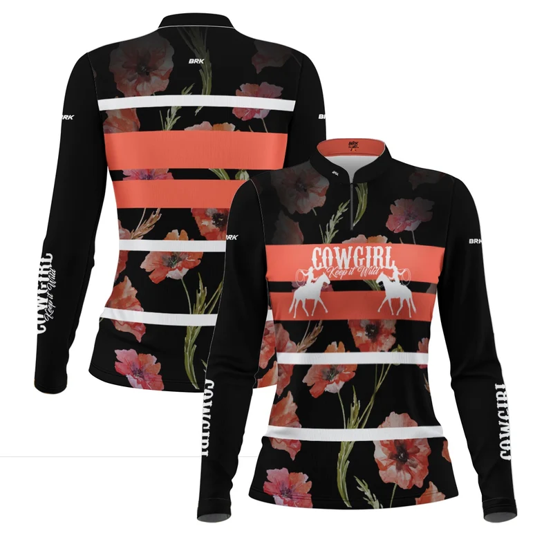 Camisa Agro Feminina Brk Cowgirl Preta com Proteção Solar UV50+ P