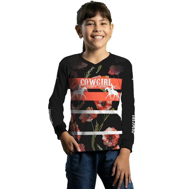 Camisa Infantil Agro Brk Cowgirl Preta com Proteção Solar UV50+ 12 a 13 Anos