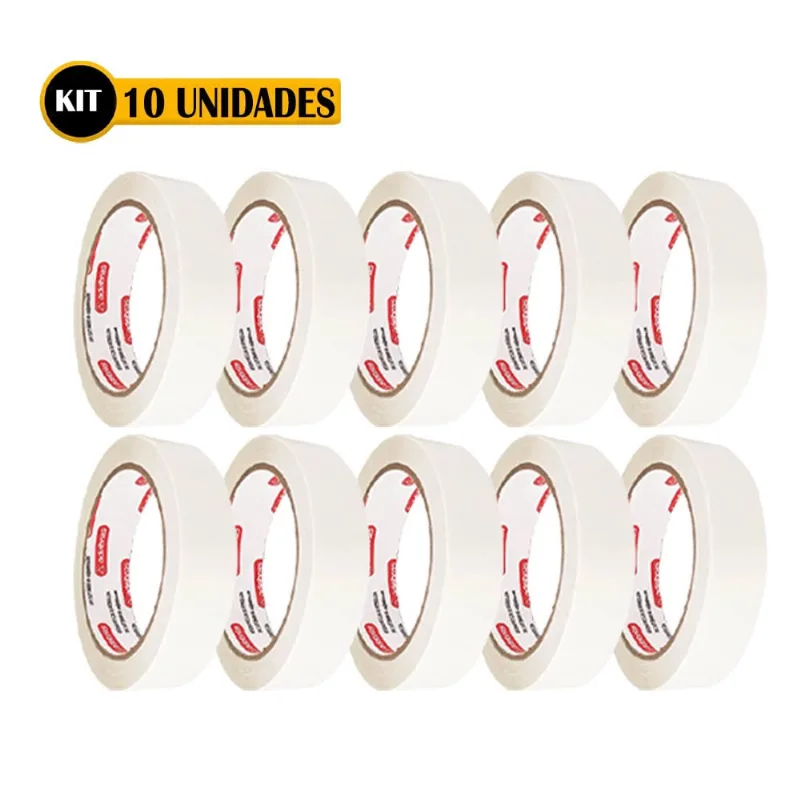 Kit 10 Fitas Crepe Média Mask Pintura 710 24mm x 50m Branca Uso em Geral Adelbras