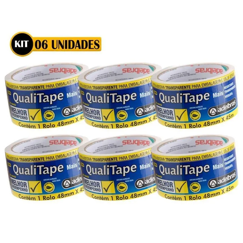 Kit 6 Fitas Adesiva Larga Durex Forte Transparente 48mm X