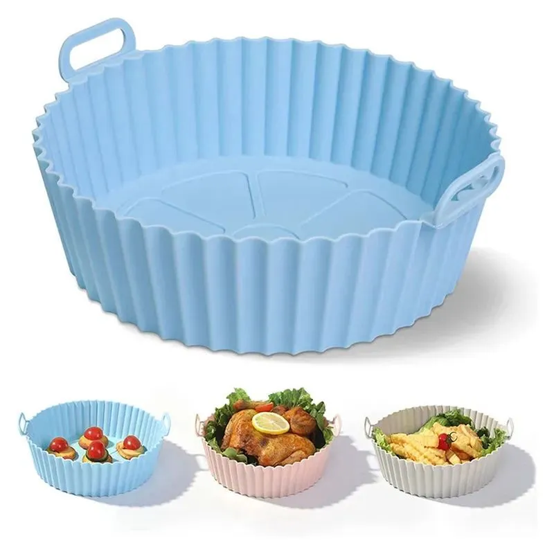 Kit 3 Forma de Silicone Redonda Grande para Fritadeira Elétrica Air Fryer 16cm Antiaderente Suporta até 230ºC